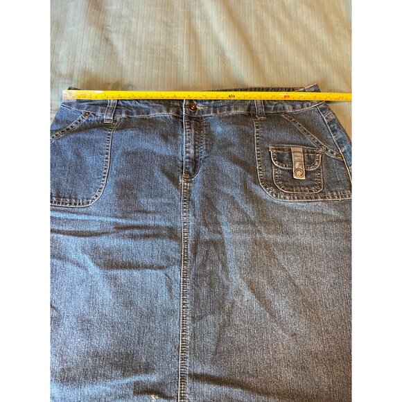Cato Woman Denim Jean Skirt 16W Pocket Detail Classic Stretch Urban Casual Stain - Picture 8 of 10